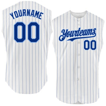 Charger l&#39;image dans la galerie, Custom White Royal Pinstripe Yellow Authentic Sleeveless Baseball Jersey
