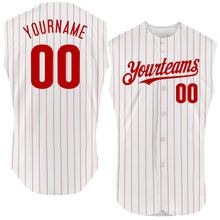 Charger l&#39;image dans la galerie, Custom White Red Pinstripe Royal Authentic Sleeveless Baseball Jersey
