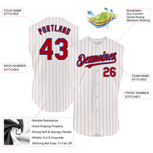 Charger l&#39;image dans la galerie, Custom White Red Pinstripe Navy Authentic Sleeveless Baseball Jersey
