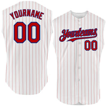 Charger l&#39;image dans la galerie, Custom White Red Pinstripe Navy Authentic Sleeveless Baseball Jersey
