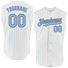 Charger l&#39;image dans la galerie, Custom White Light Blue Pinstripe Gray Authentic Sleeveless Baseball Jersey
