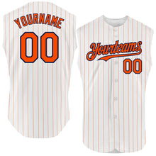 Charger l&#39;image dans la galerie, Custom White Orange Pinstripe Black Authentic Sleeveless Baseball Jersey
