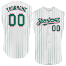 Charger l&#39;image dans la galerie, Custom White Kelly Green Pinstripe Orange Authentic Sleeveless Baseball Jersey
