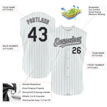 Charger l&#39;image dans la galerie, Custom White Teal Pinstripe Black Authentic Sleeveless Baseball Jersey
