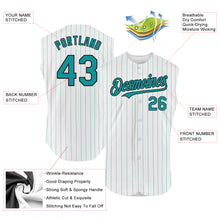 Charger l&#39;image dans la galerie, Custom White Teal Pinstripe Navy Authentic Sleeveless Baseball Jersey
