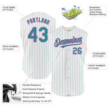 Charger l&#39;image dans la galerie, Custom White Teal Pinstripe Purple Authentic Sleeveless Baseball Jersey
