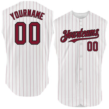 Charger l&#39;image dans la galerie, Custom White Crimson Pinstripe Gold Authentic Sleeveless Baseball Jersey
