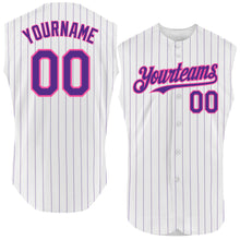 Charger l&#39;image dans la galerie, Custom White Purple Pinstripe Orange Authentic Sleeveless Baseball Jersey
