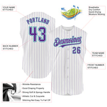 Charger l&#39;image dans la galerie, Custom White Purple Pinstripe Light Blue Authentic Sleeveless Baseball Jersey
