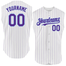 Charger l&#39;image dans la galerie, Custom White Purple Pinstripe Old Gold Authentic Sleeveless Baseball Jersey
