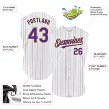 Charger l&#39;image dans la galerie, Custom White Purple Pinstripe Gray Authentic Sleeveless Baseball Jersey
