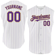 Charger l&#39;image dans la galerie, Custom White Purple Pinstripe Gray Authentic Sleeveless Baseball Jersey
