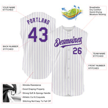 Charger l&#39;image dans la galerie, Custom White Purple Pinstripe Black-Gray Authentic Sleeveless Baseball Jersey
