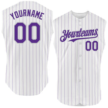 Charger l&#39;image dans la galerie, Custom White Purple Pinstripe Black-Gray Authentic Sleeveless Baseball Jersey
