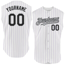 Charger l&#39;image dans la galerie, Custom White Brown Pinstripe Gold Authentic Sleeveless Baseball Jersey
