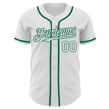 Custom White Kelly Green Authentic Baseball Jersey