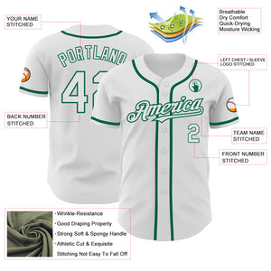 Custom White Kelly Green Authentic Baseball Jersey