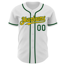 Load image into Gallery viewer, Custom White Green-Gold Authentic Baseball Jersey
