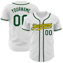 Load image into Gallery viewer, Custom White Green-Gold Authentic Baseball Jersey
