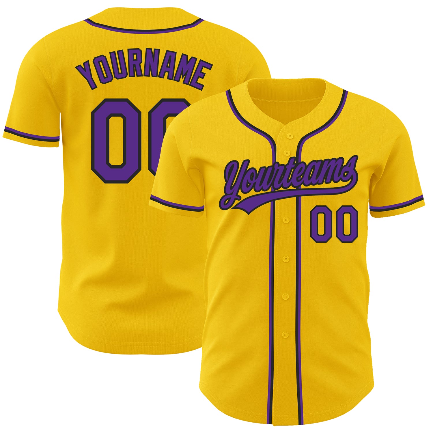 Cheap Custom Yellow Purple-Black Authentic Baseball Jersey Free