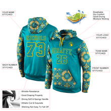 Загрузить изображение в средство просмотра галереи, Custom Stitched Aqua Aqua-Gold 3D Pattern Design Sports Pullover Sweatshirt Hoodie
