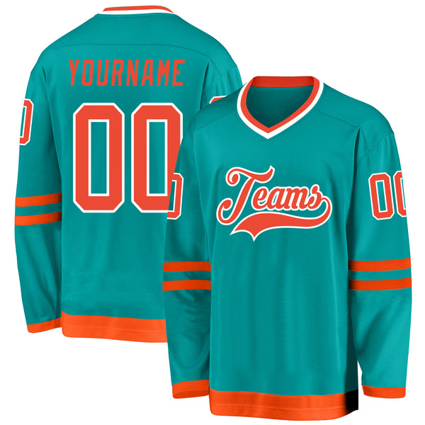 Miami Dolphins Youth Football Raglan L/S Shirt - Orange/Aqua