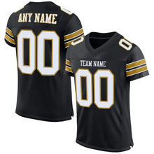 Load image into Gallery viewer, Custom Black White-Old Gold Mesh Authentic Football Jersey
