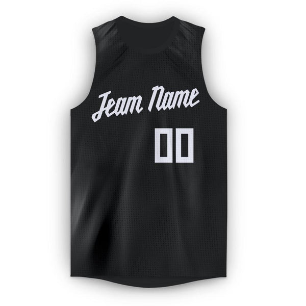 Custom White Black Round Neck Basketball Jersey – CustomJerseysPro