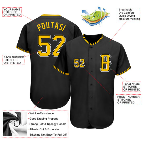 Custom Black Gold-White Authentic Baseball Jersey Discount