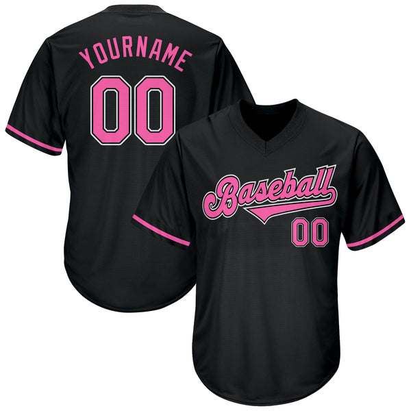 Custom Team White Baseball Authentic Black Throwback Jersey Shirt Pink