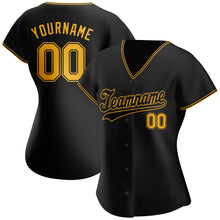 Загрузить изображение в средство просмотра галереи, Custom Black Gold-Black Authentic Baseball Jersey
