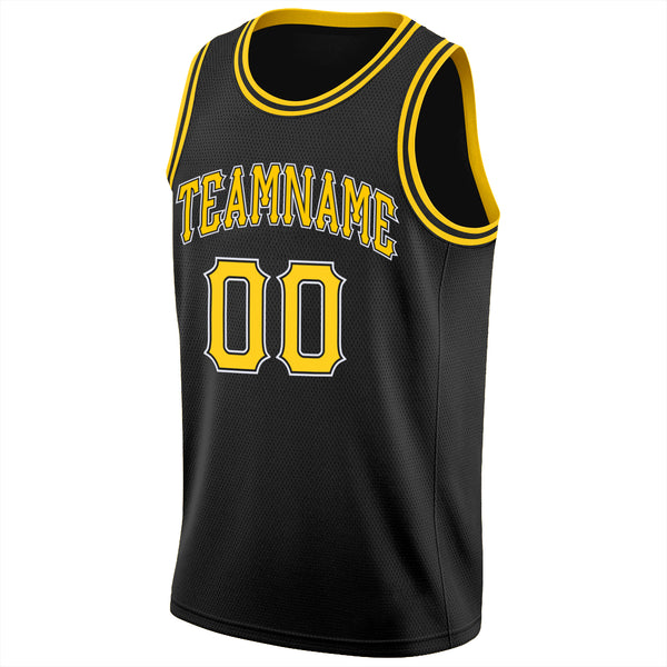 Custom Black Basketball Jersey White-Gray Round Neck Rib-Knit - FansIdea