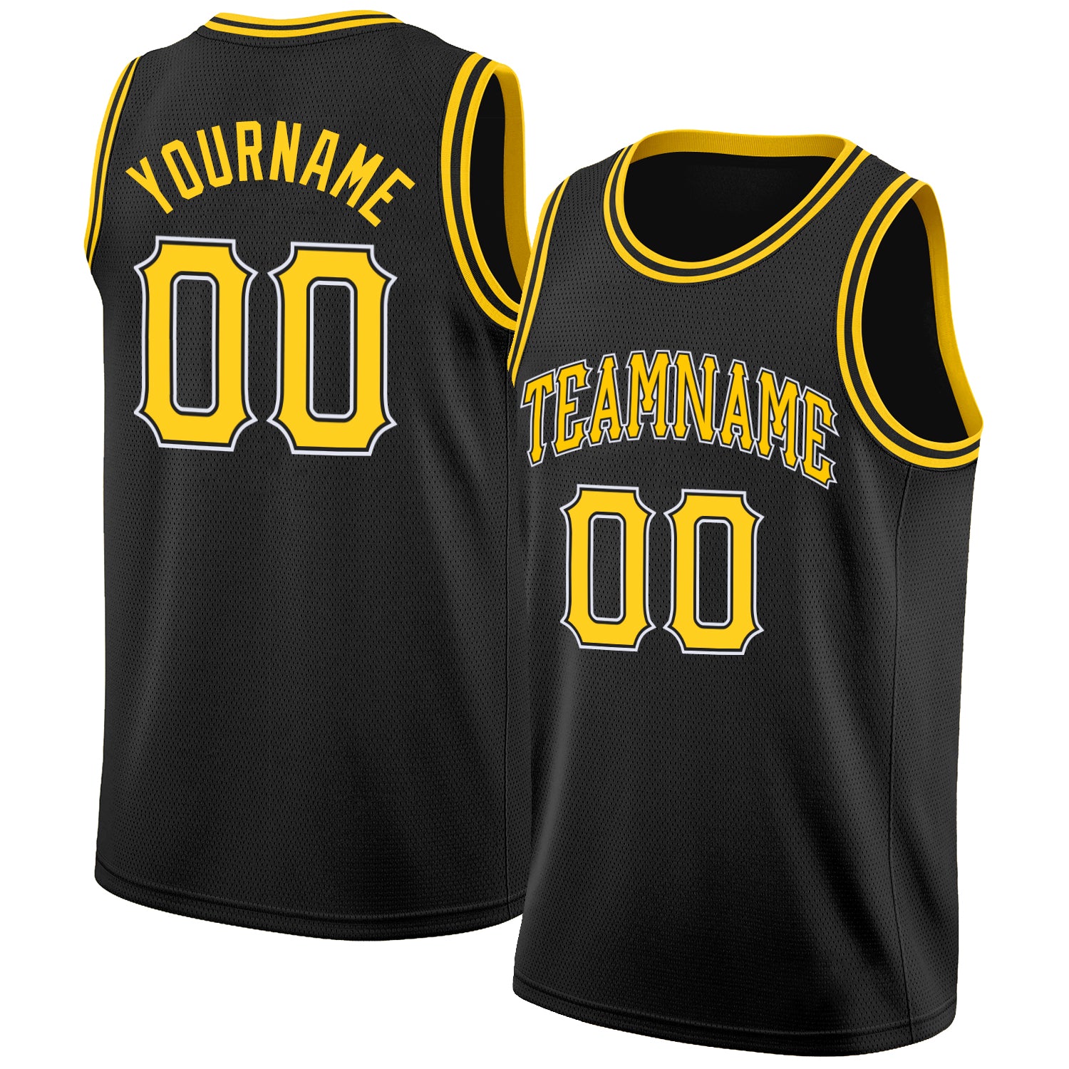 Sale Build White Basketball Black Rib-Knit Jersey Gold – CustomJerseysPro