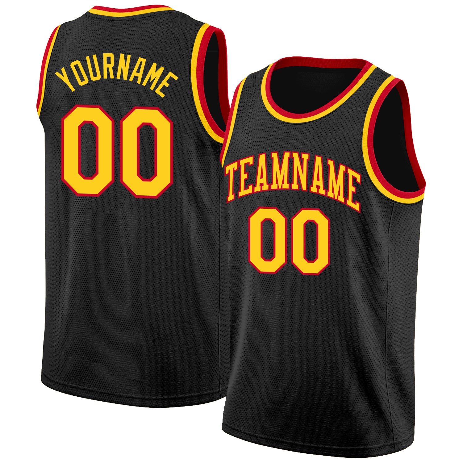 Sale Build Red Basketball Black Rib-Knit Jersey Gold – CustomJerseysPro