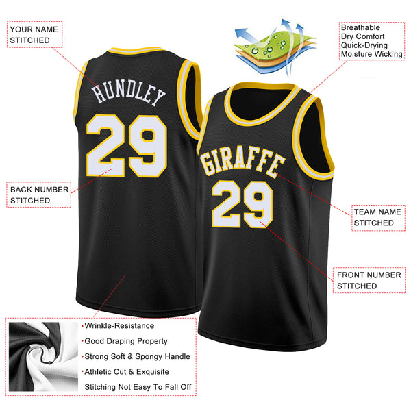 Sale Build White Basketball Black Rib-Knit Jersey Gold – CustomJerseysPro