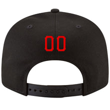 Laden Sie das Bild in den Galerie-Viewer, Custom Black Red-Gold Stitched Adjustable Snapback Hat
