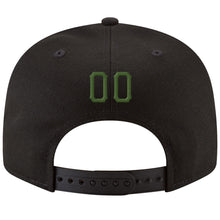 Laden Sie das Bild in den Galerie-Viewer, Custom Black Green-Gold Stitched Adjustable Snapback Hat
