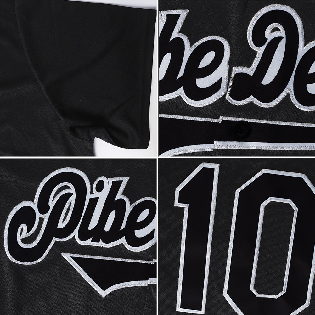 Custom White Black Pinstripe Black-Gray Authentic Throwback Rib-Knit Baseball Jersey Shirt Men's Size:L