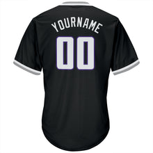 Laden Sie das Bild in den Galerie-Viewer, Custom Black White-Purple Authentic Throwback Rib-Knit Baseball Jersey Shirt
