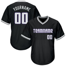 Загрузить изображение в средство просмотра галереи, Custom Black White-Purple Authentic Throwback Rib-Knit Baseball Jersey Shirt
