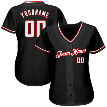 Custom Black White-Red Authentic Baseball Jersey