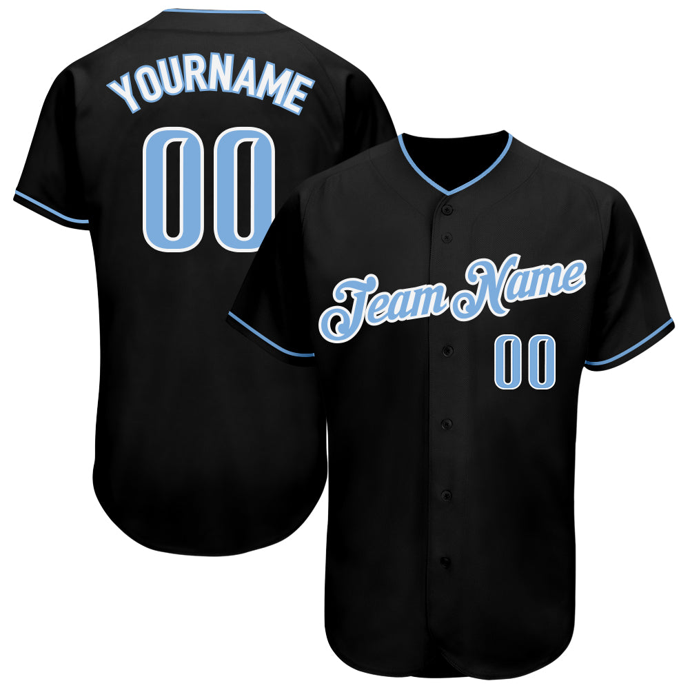 Custom Black Light Blue Strip Light Blue-White Authentic Baseball