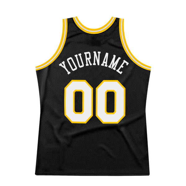 Sale Build White Basketball Black Rib-Knit Jersey Gold – CustomJerseysPro