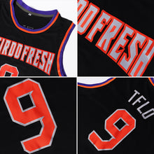 Load image into Gallery viewer, Custom Black Orange-Gray Authentic Throwback Basketball Jersey
