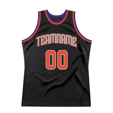 Load image into Gallery viewer, Custom Black Orange-Gray Authentic Throwback Basketball Jersey
