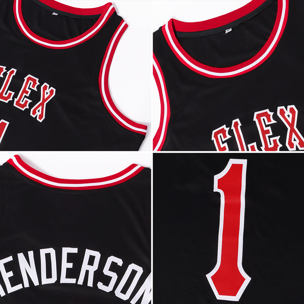 Sale Build White Basketball Authentic Black Throwback Jersey Red –  CustomJerseysPro