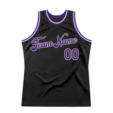 Charger l&#39;image dans la galerie, Custom Black Purple-Cream Authentic Throwback Basketball Jersey
