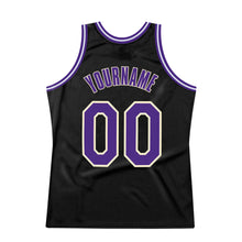 Charger l&#39;image dans la galerie, Custom Black Purple-Cream Authentic Throwback Basketball Jersey
