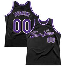 Charger l&#39;image dans la galerie, Custom Black Purple-Cream Authentic Throwback Basketball Jersey
