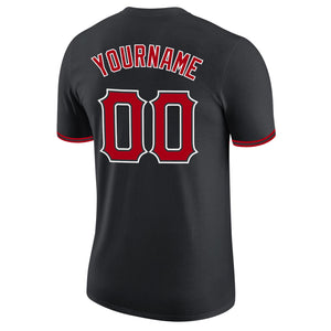 Custom Black Red-White Performance T-Shirt